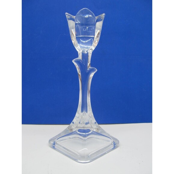 Toscany Crystal Clear 8" Candle Stick Taper Tulip Shaped discontinued - Picture 1 of 12